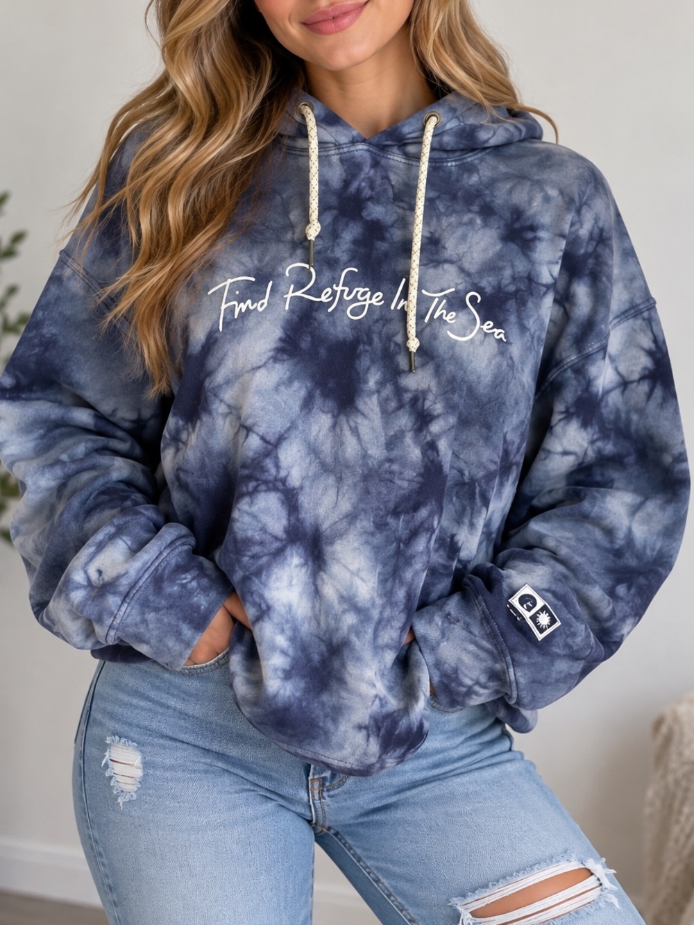 Salty Crew Find Refuge In The Sea Tie Dye Hoodie Blue Size M